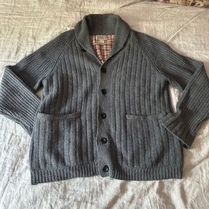 Duluth Men’s L Grey Wool Button Down Sweater